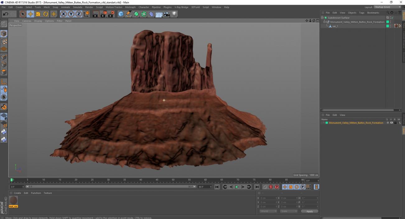 Monument Valley Mitten Buttes Rock Formation 3D model