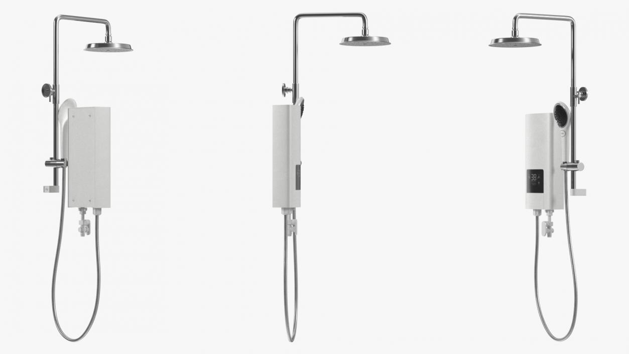 Shower Heater Luxury Style White Left 3D