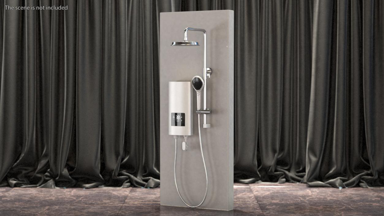 Shower Heater Luxury Style White Left 3D