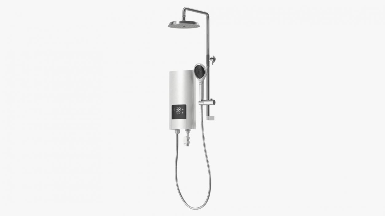 Shower Heater Luxury Style White Left 3D