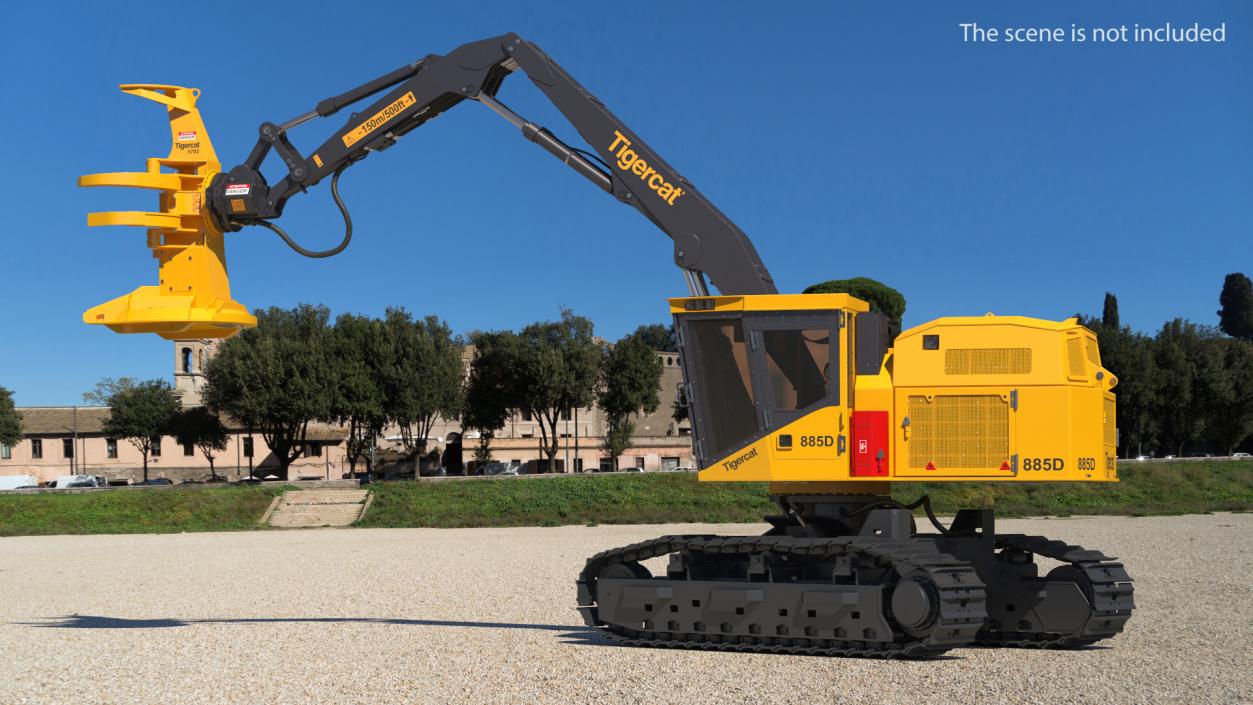 3D Tigercat 855D Tracked Feller Buncher Rigged model