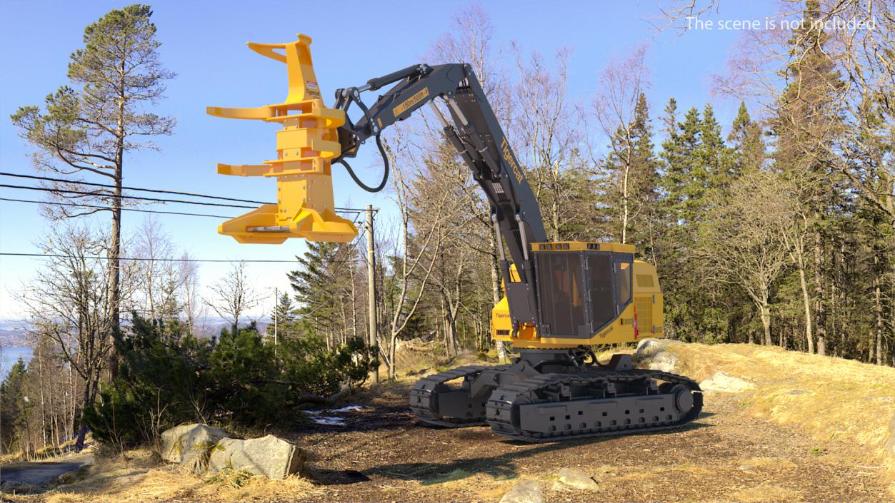 3D Tigercat 855D Tracked Feller Buncher Rigged model