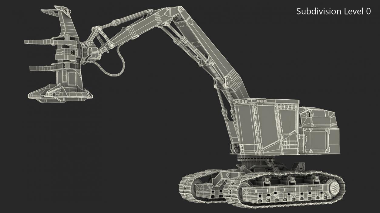 3D Tigercat 855D Tracked Feller Buncher Rigged model