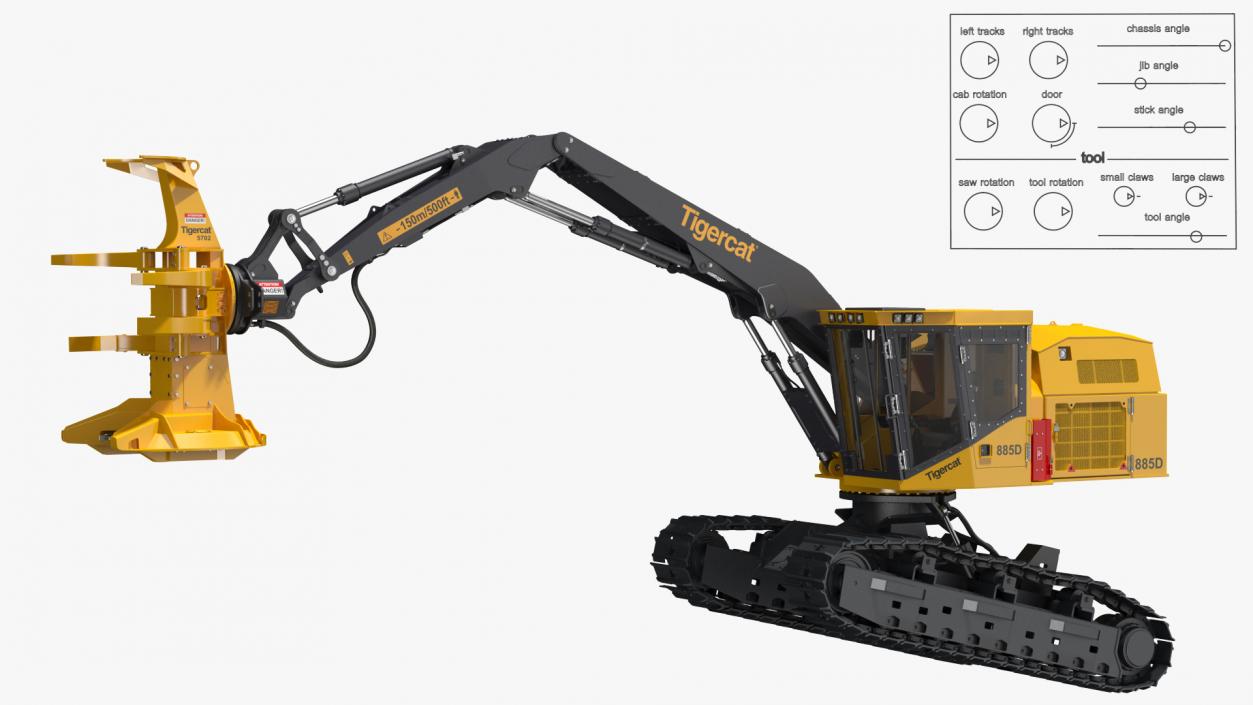 3D Tigercat 855D Tracked Feller Buncher Rigged model