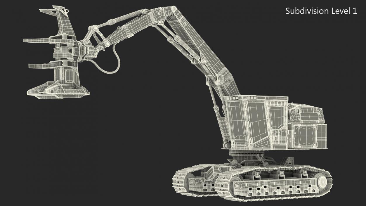 3D Tigercat 855D Tracked Feller Buncher Rigged model