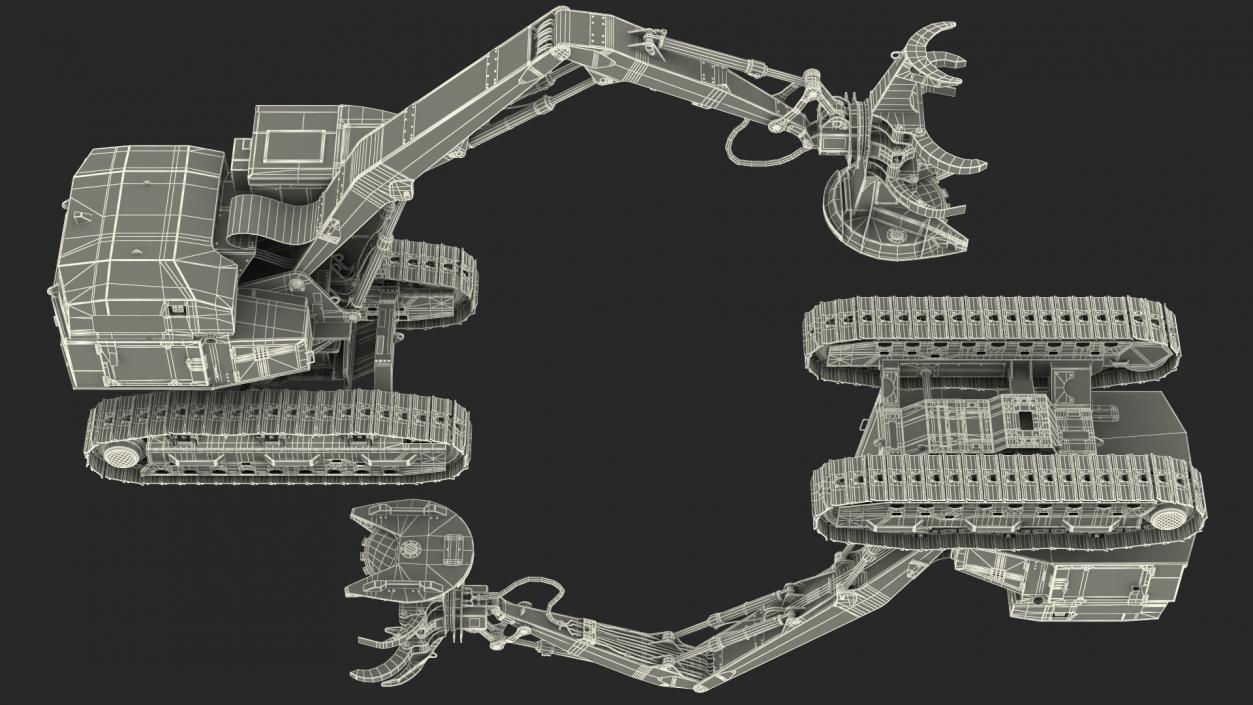 3D Tigercat 855D Tracked Feller Buncher Rigged model