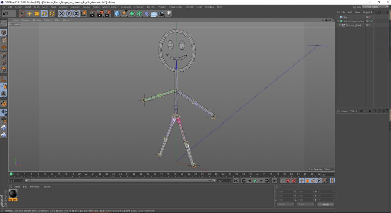 3D model Stickman Black Rigged for Cinema 4D