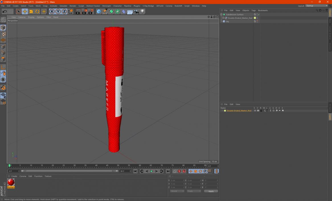 3D Double-Ended Marker Red model