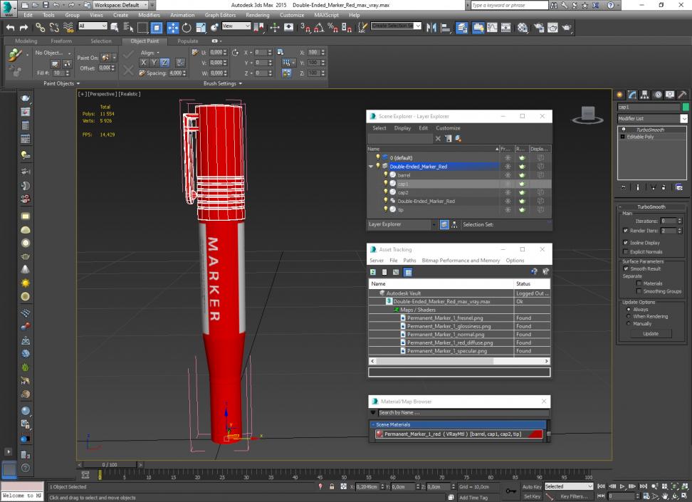 3D Double-Ended Marker Red model