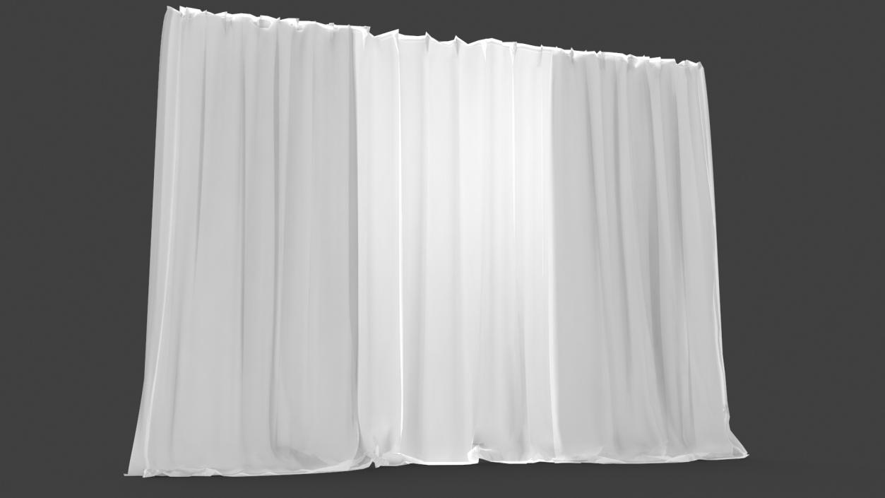 Sheer Window Curtains White 3D