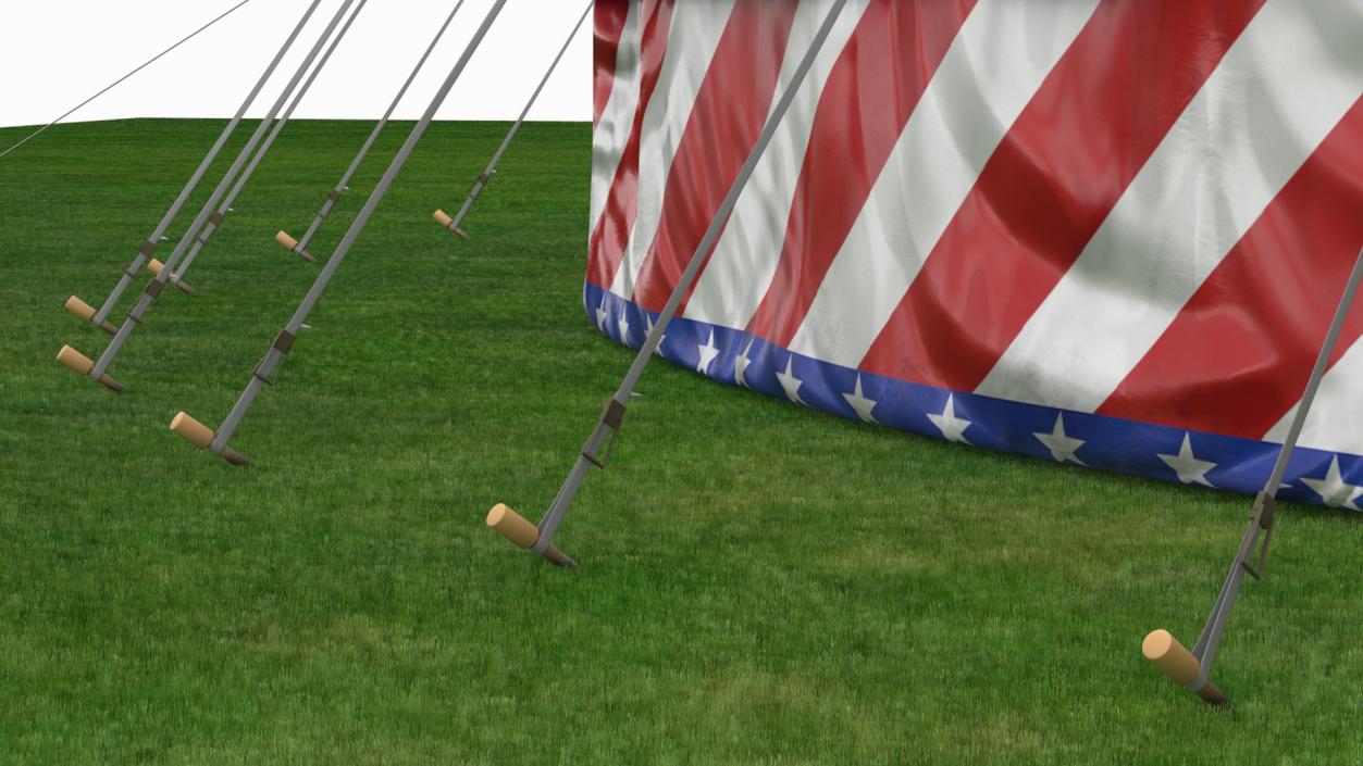 3D model American Themed Circus Tent on Grass with Fur