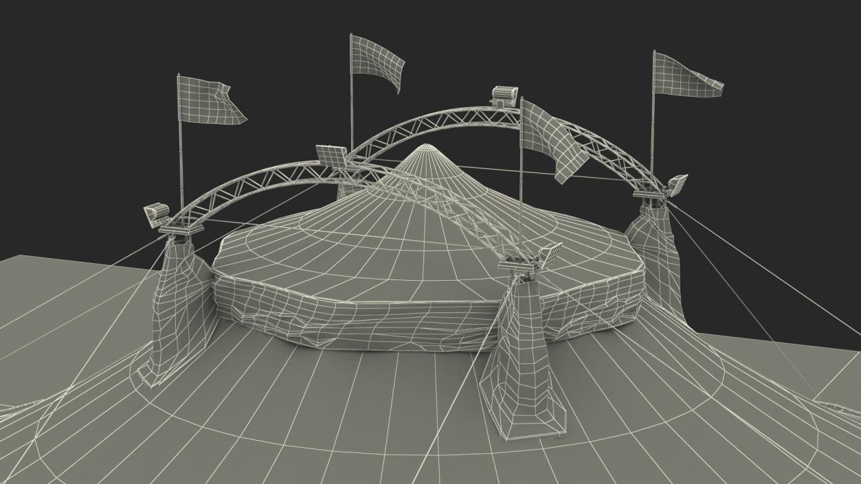 3D model American Themed Circus Tent on Grass with Fur