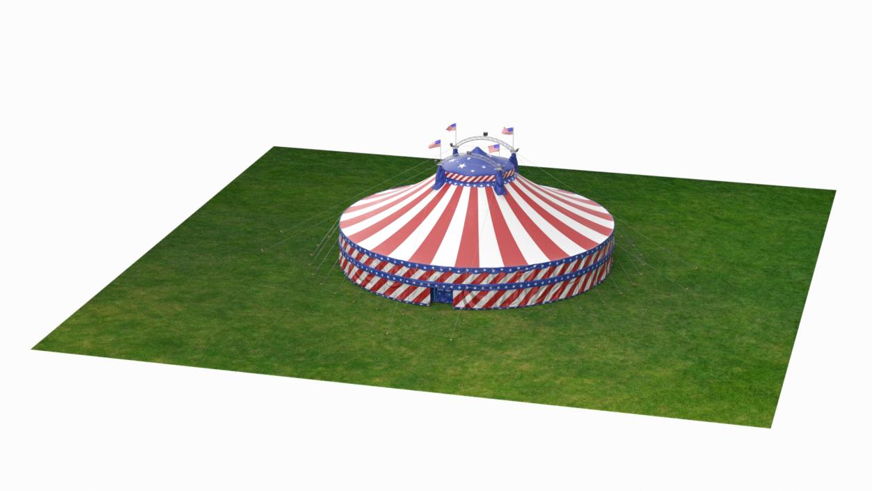 3D model American Themed Circus Tent on Grass with Fur