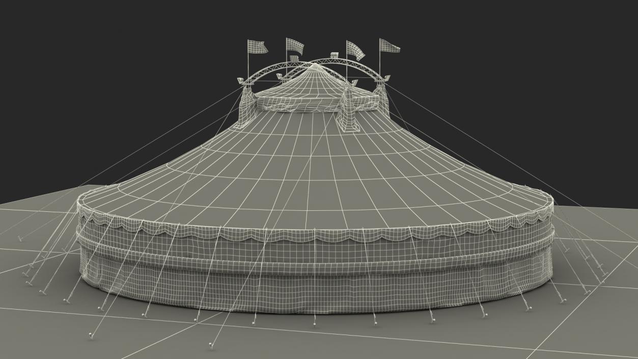 3D model American Themed Circus Tent on Grass with Fur