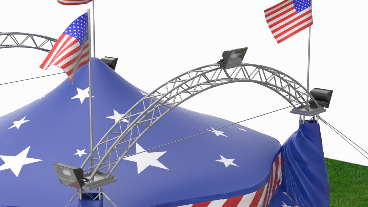 3D model American Themed Circus Tent on Grass with Fur