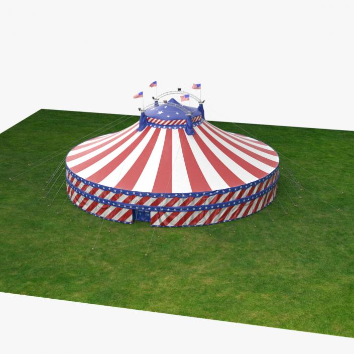 3D model American Themed Circus Tent on Grass with Fur