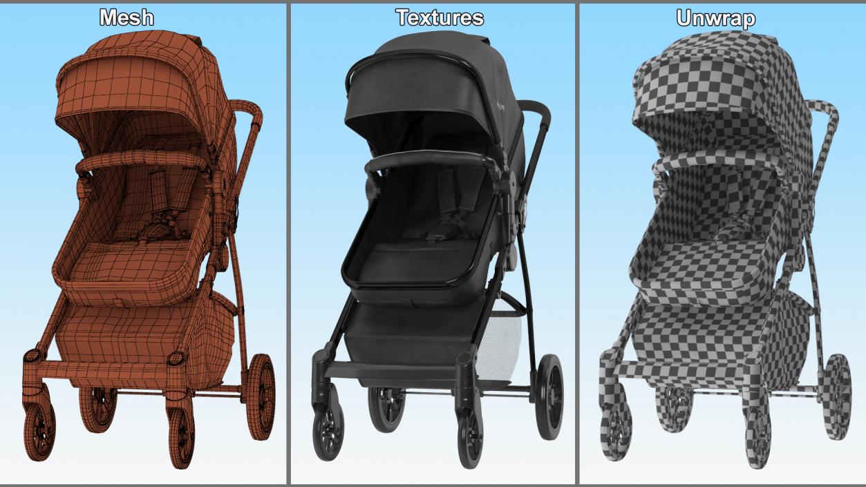 Foldable Walking Baby Stroller 2 3D