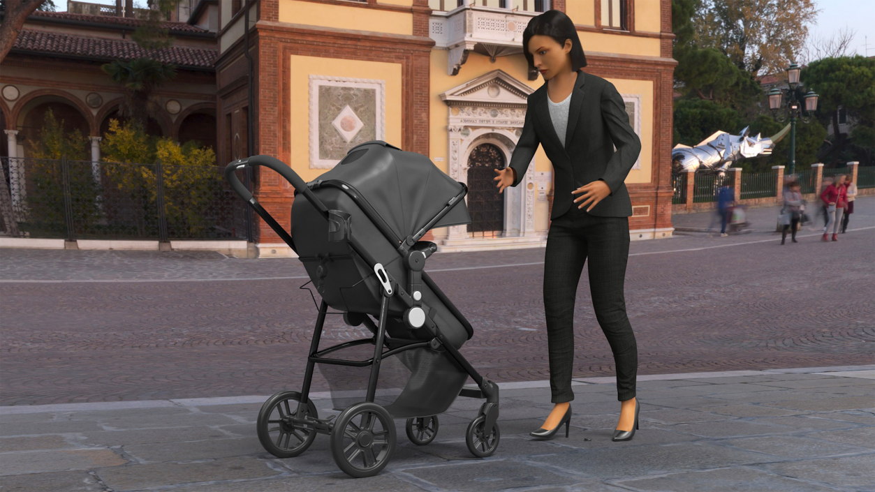 Foldable Walking Baby Stroller 2 3D