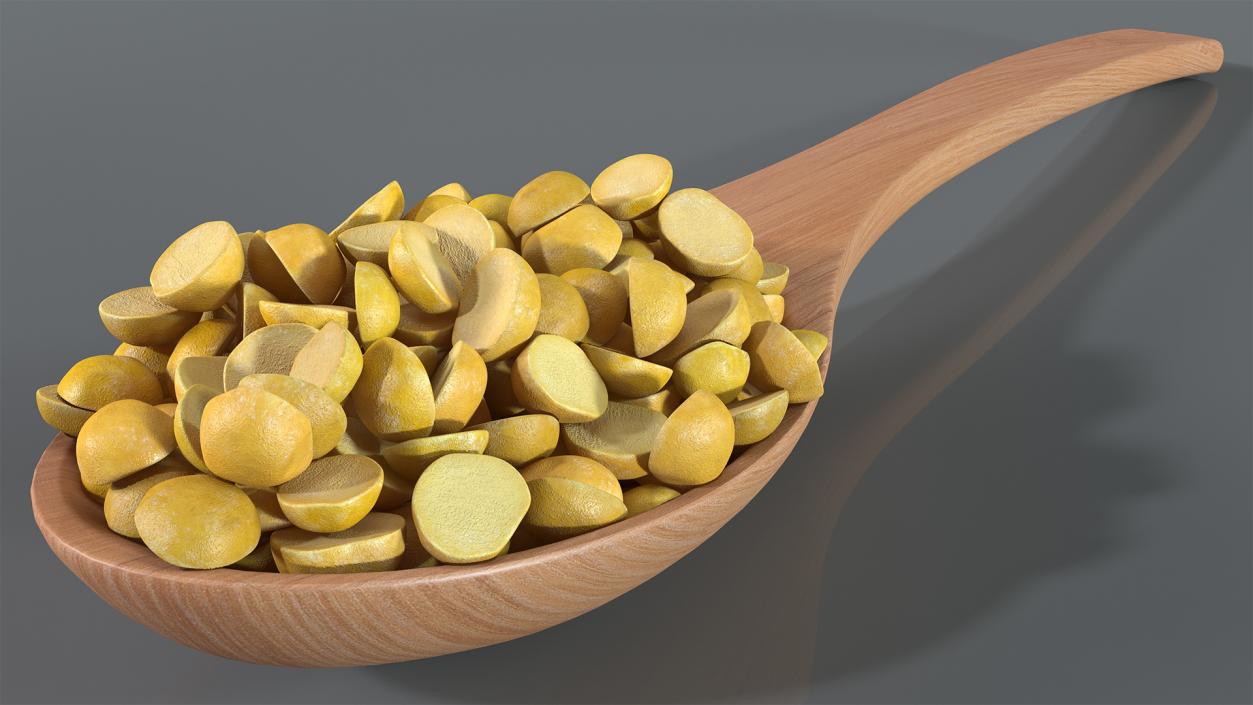 3D Split Mung Bean in Wooden Spoon