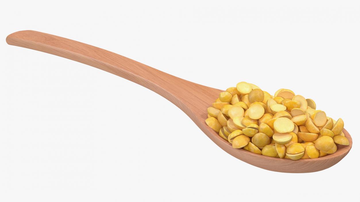 3D Split Mung Bean in Wooden Spoon