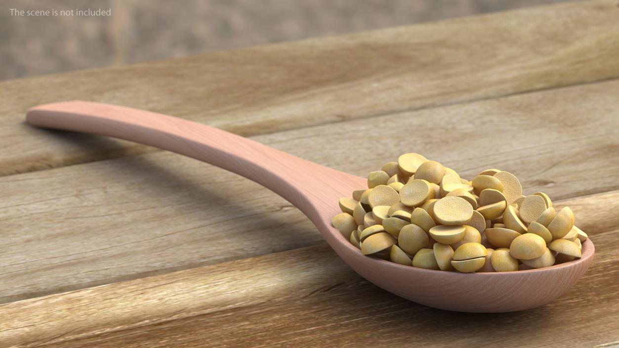 3D Split Mung Bean in Wooden Spoon