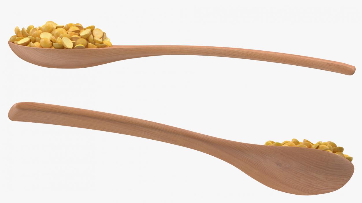 3D Split Mung Bean in Wooden Spoon