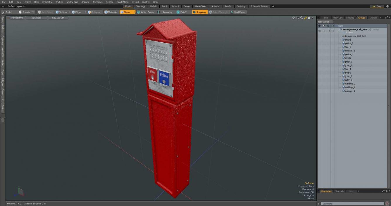 3D Emergency Call Box model