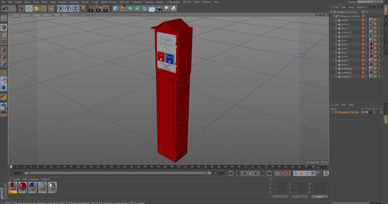 3D Emergency Call Box model