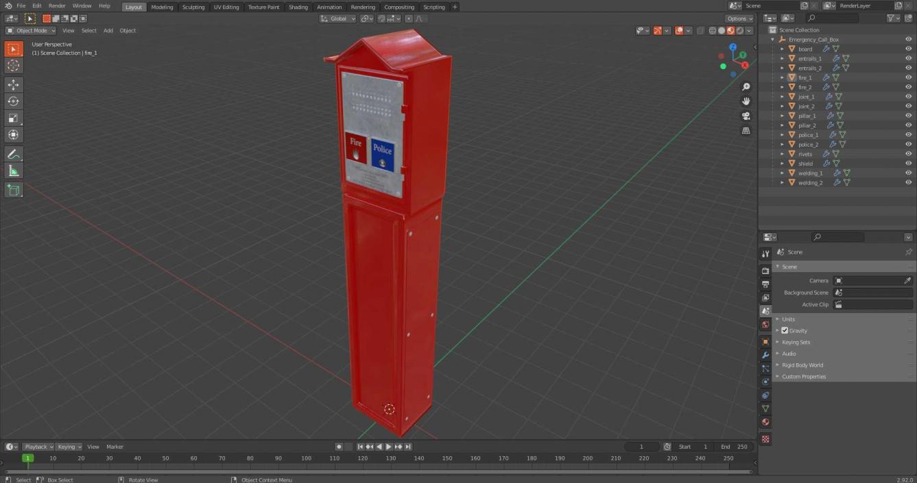 3D Emergency Call Box model