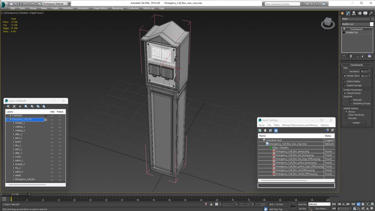 3D Emergency Call Box model