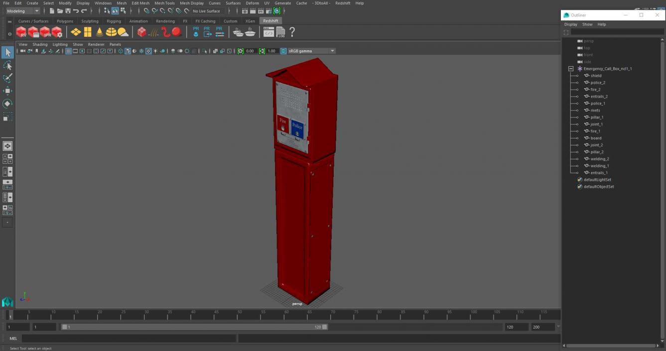 3D Emergency Call Box model