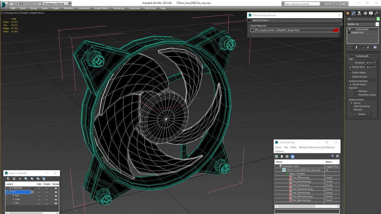 3D 120mm Case RGB Fan model