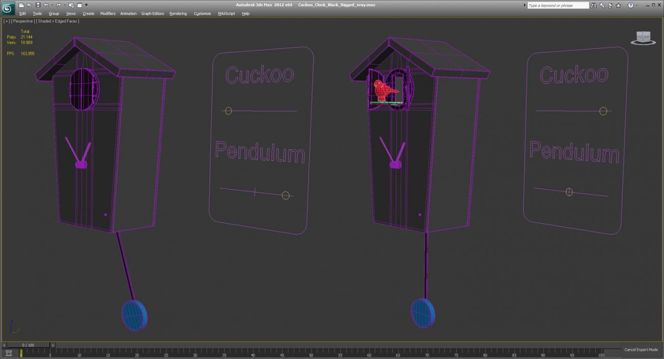 3D model Cuckoo Clock Black Rigged