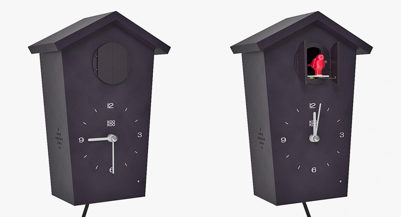 3D model Cuckoo Clock Black Rigged