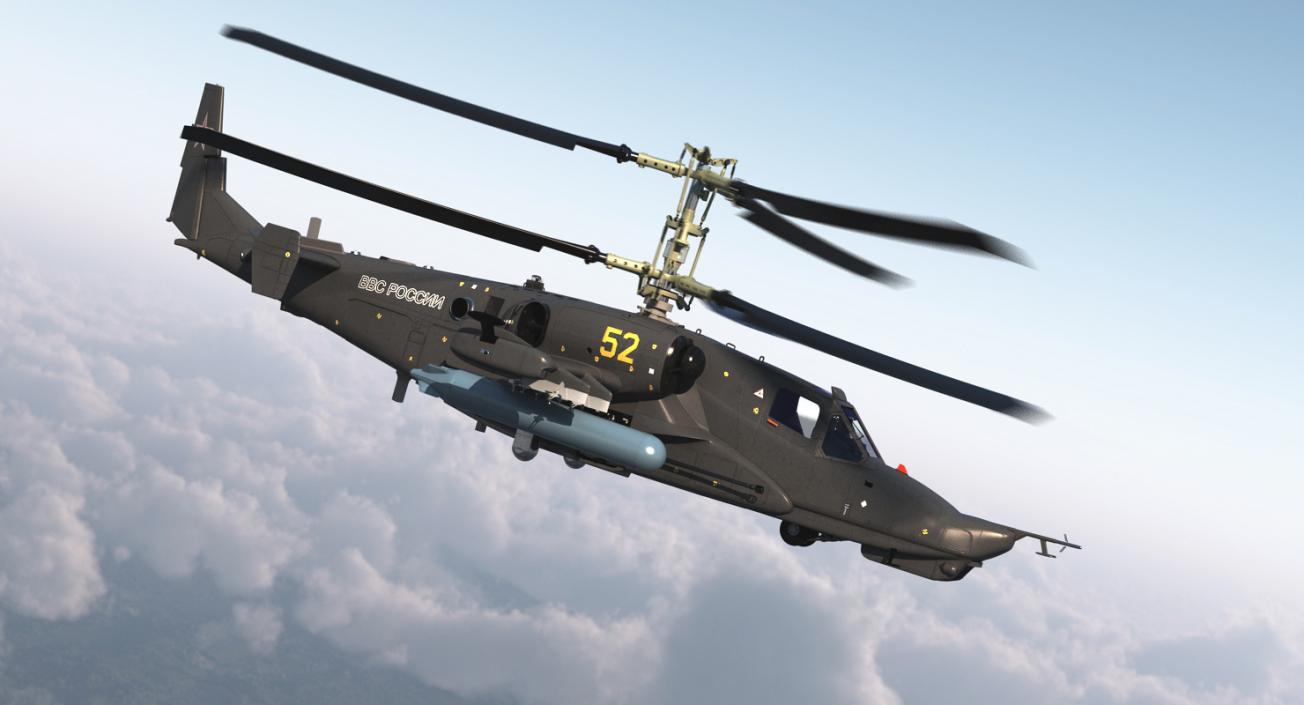 3D Kamov Ka 52 or Alligator Russian Attack Helicopter Rigged for Cinema 4D