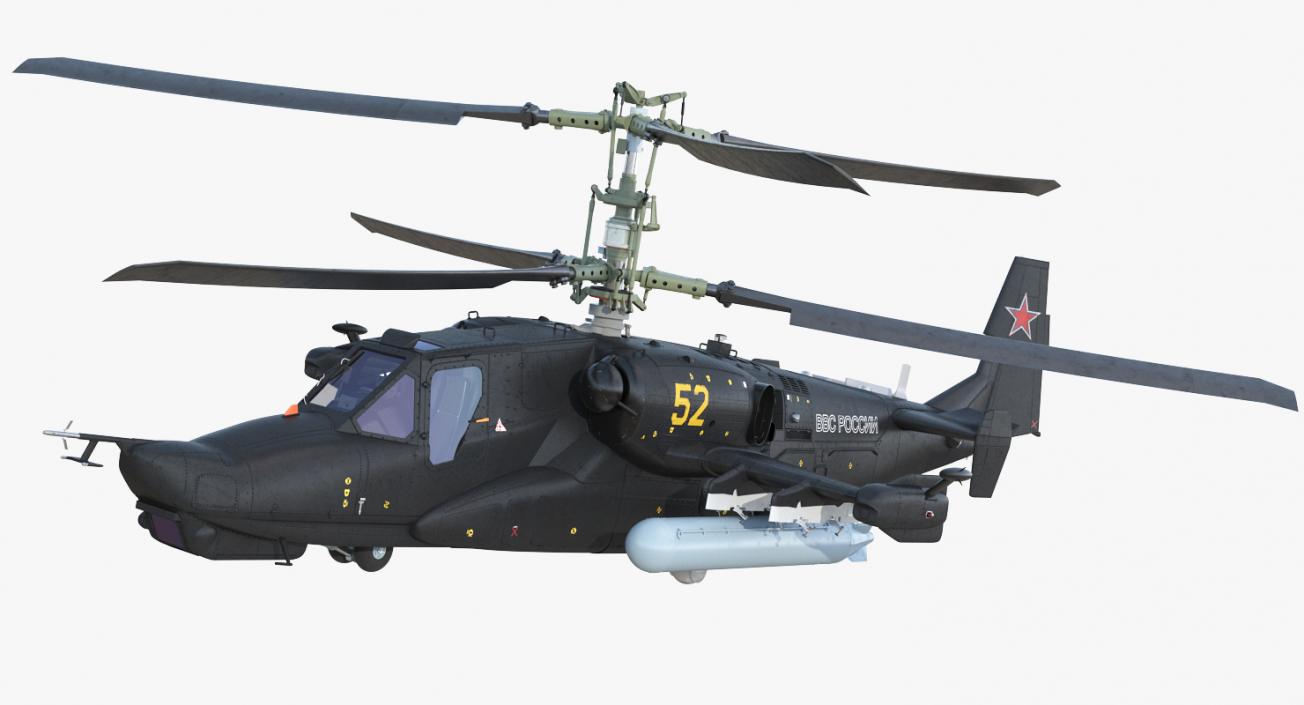 3D Kamov Ka 52 or Alligator Russian Attack Helicopter Rigged for Maya