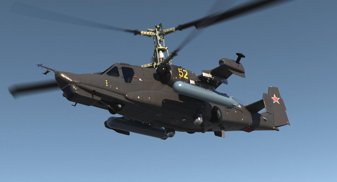 3D Kamov Ka 52 or Alligator Russian Attack Helicopter Rigged for Cinema 4D