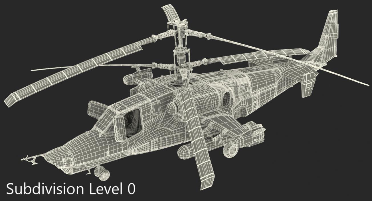 3D Kamov Ka 52 or Alligator Russian Attack Helicopter Rigged for Cinema 4D