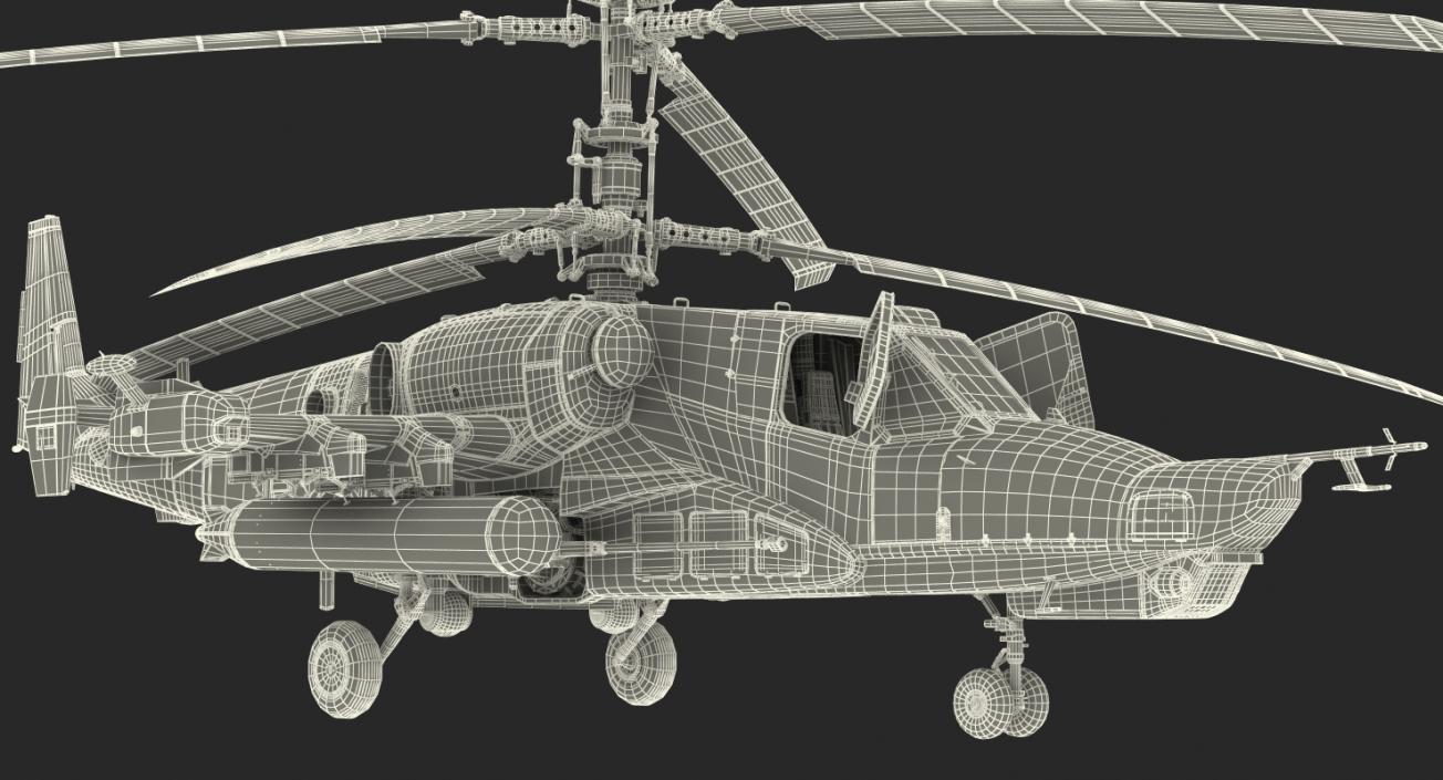 3D Kamov Ka 52 or Alligator Russian Attack Helicopter Rigged for Maya