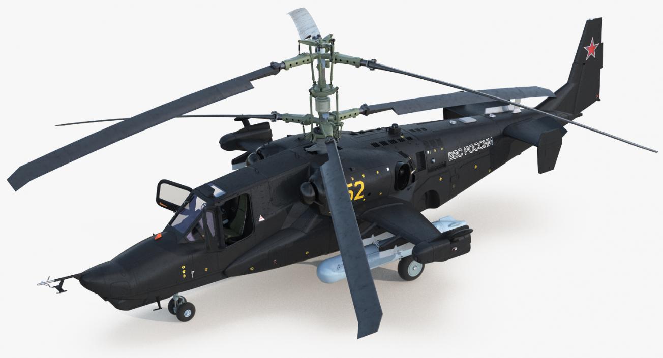 3D Kamov Ka 52 or Alligator Russian Attack Helicopter Rigged for Cinema 4D