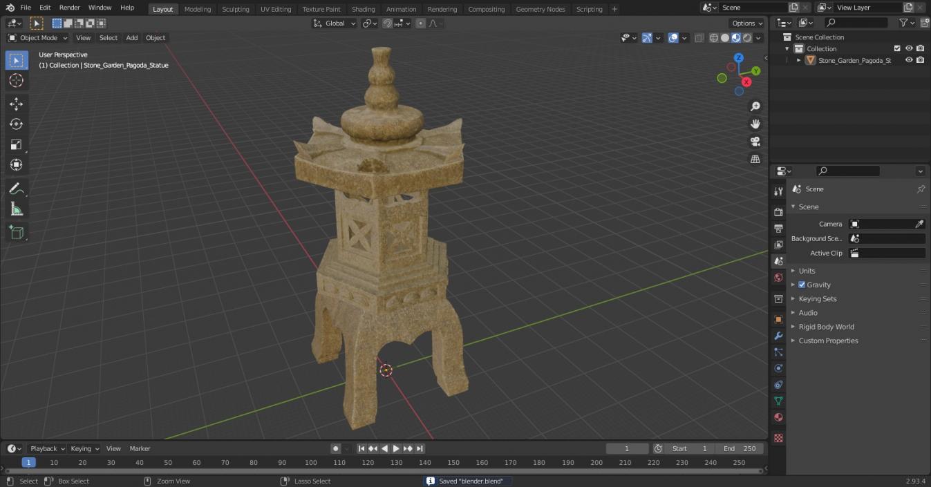 3D Stone Garden Pagoda Statue