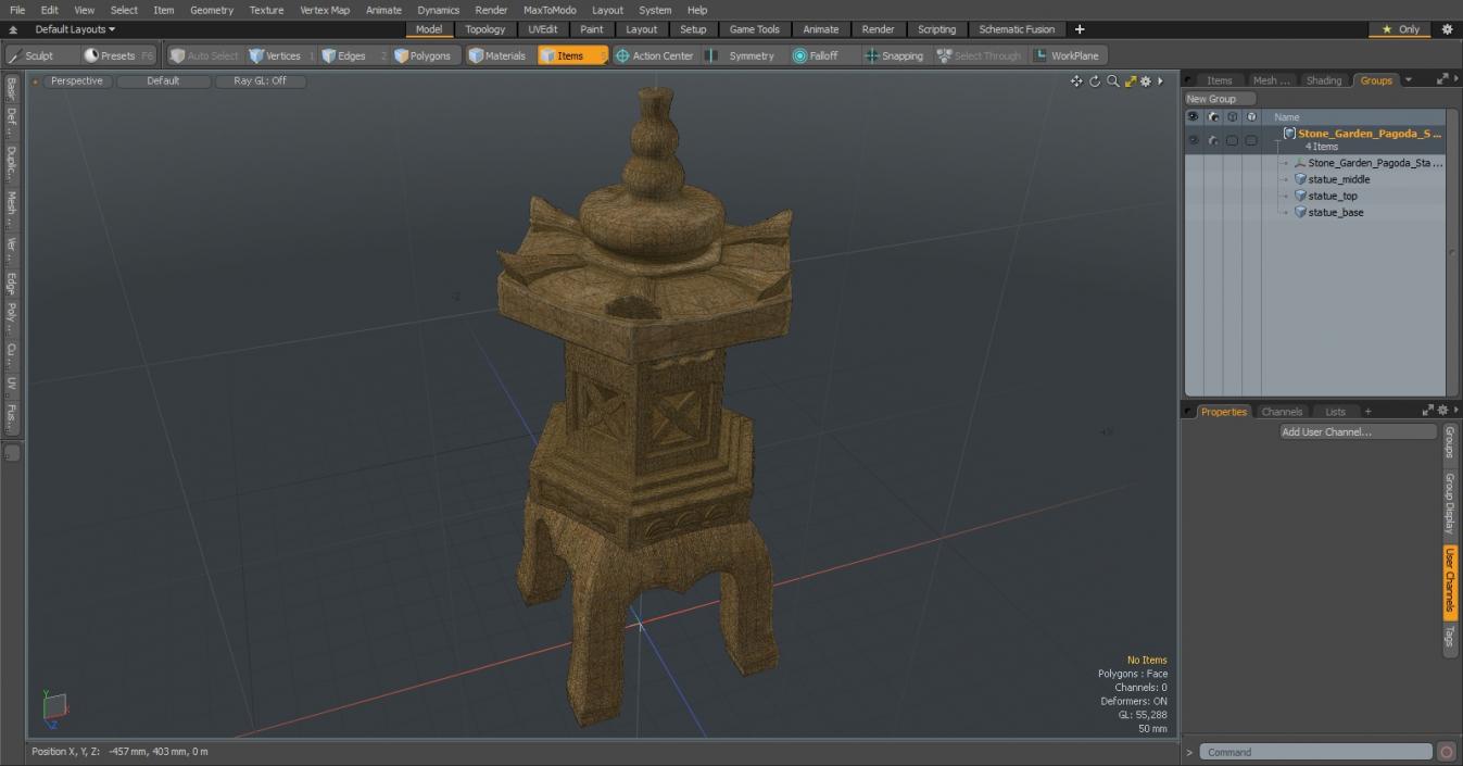 3D Stone Garden Pagoda Statue