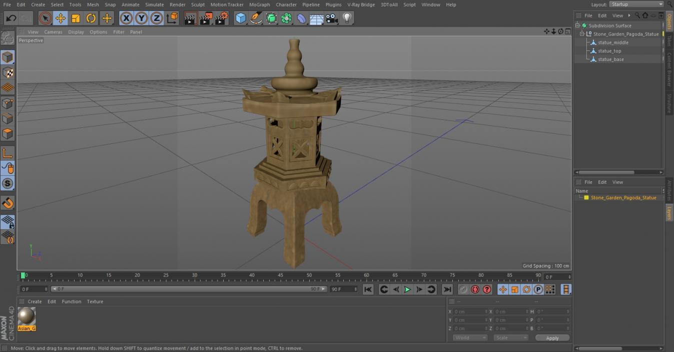 3D Stone Garden Pagoda Statue