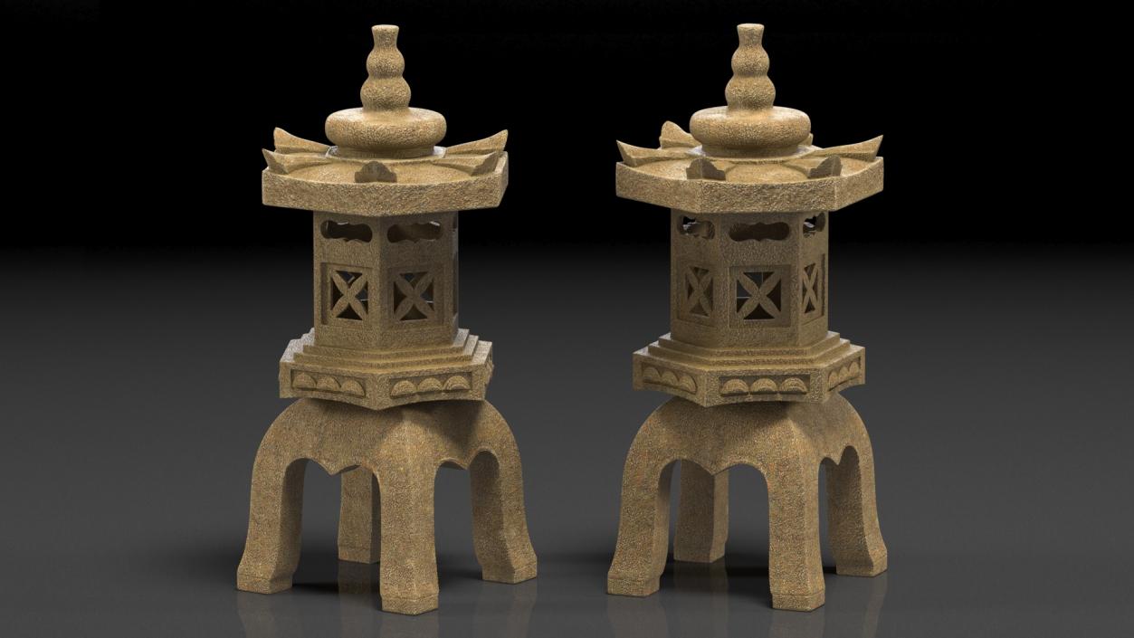 3D Stone Garden Pagoda Statue