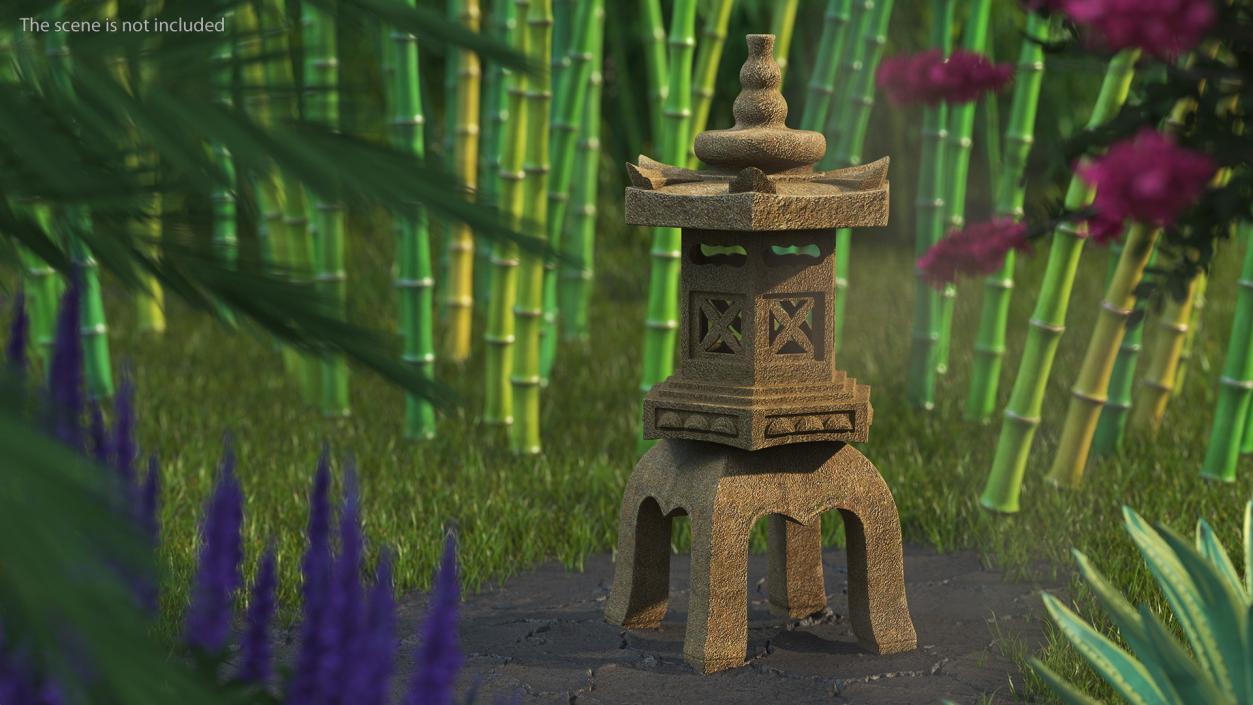 3D Stone Garden Pagoda Statue