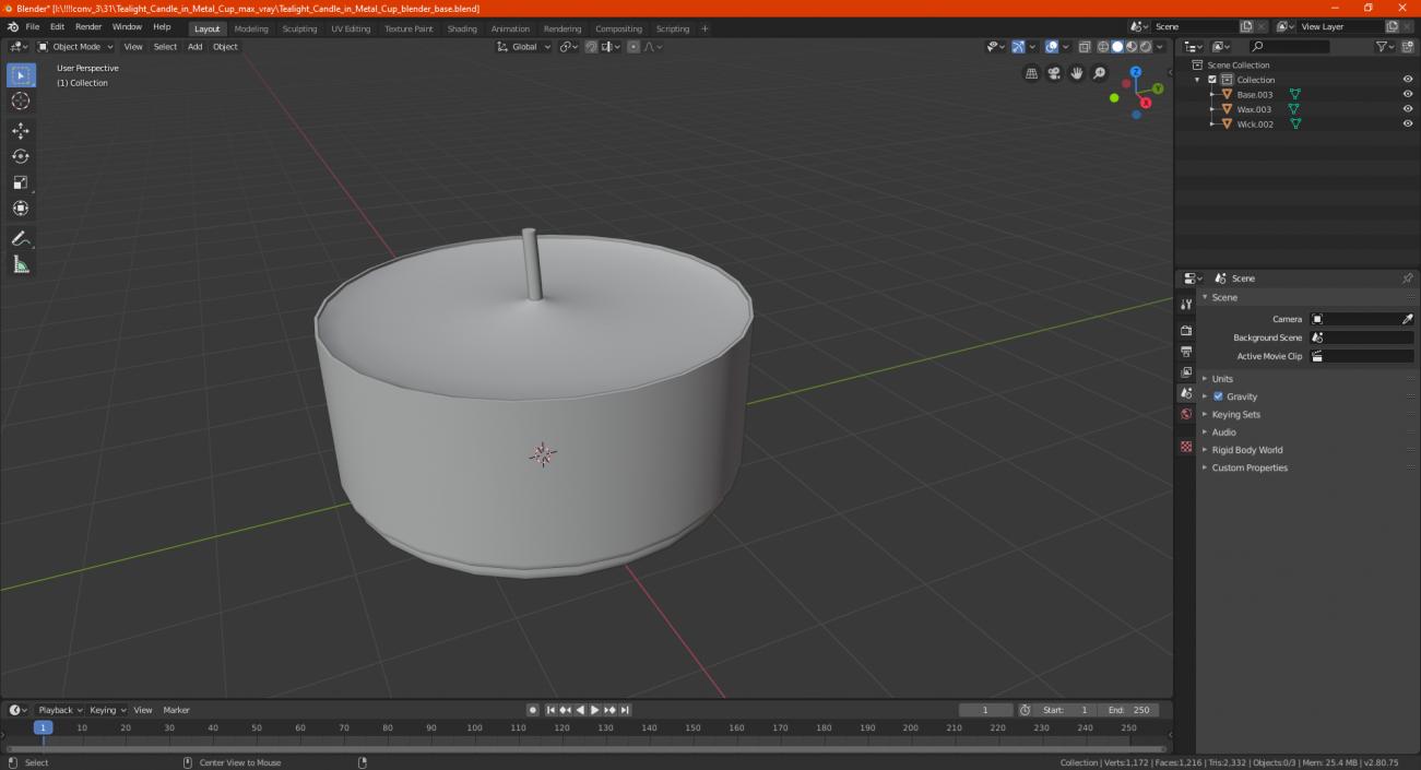 3D Tealight Candle in Metal Cup model