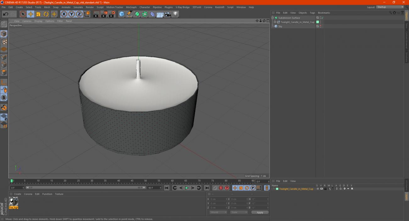 3D Tealight Candle in Metal Cup model