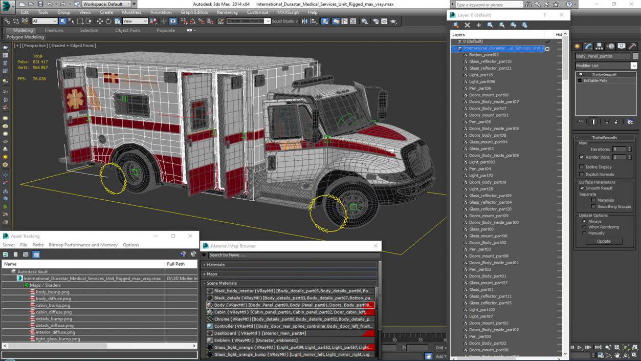 3D model International Durastar Medical Services Unit Rigged for Maya