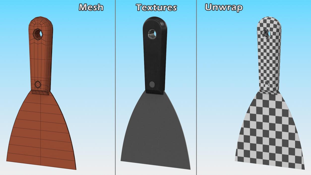 3D Scraper 4 Inch  Black Handle model