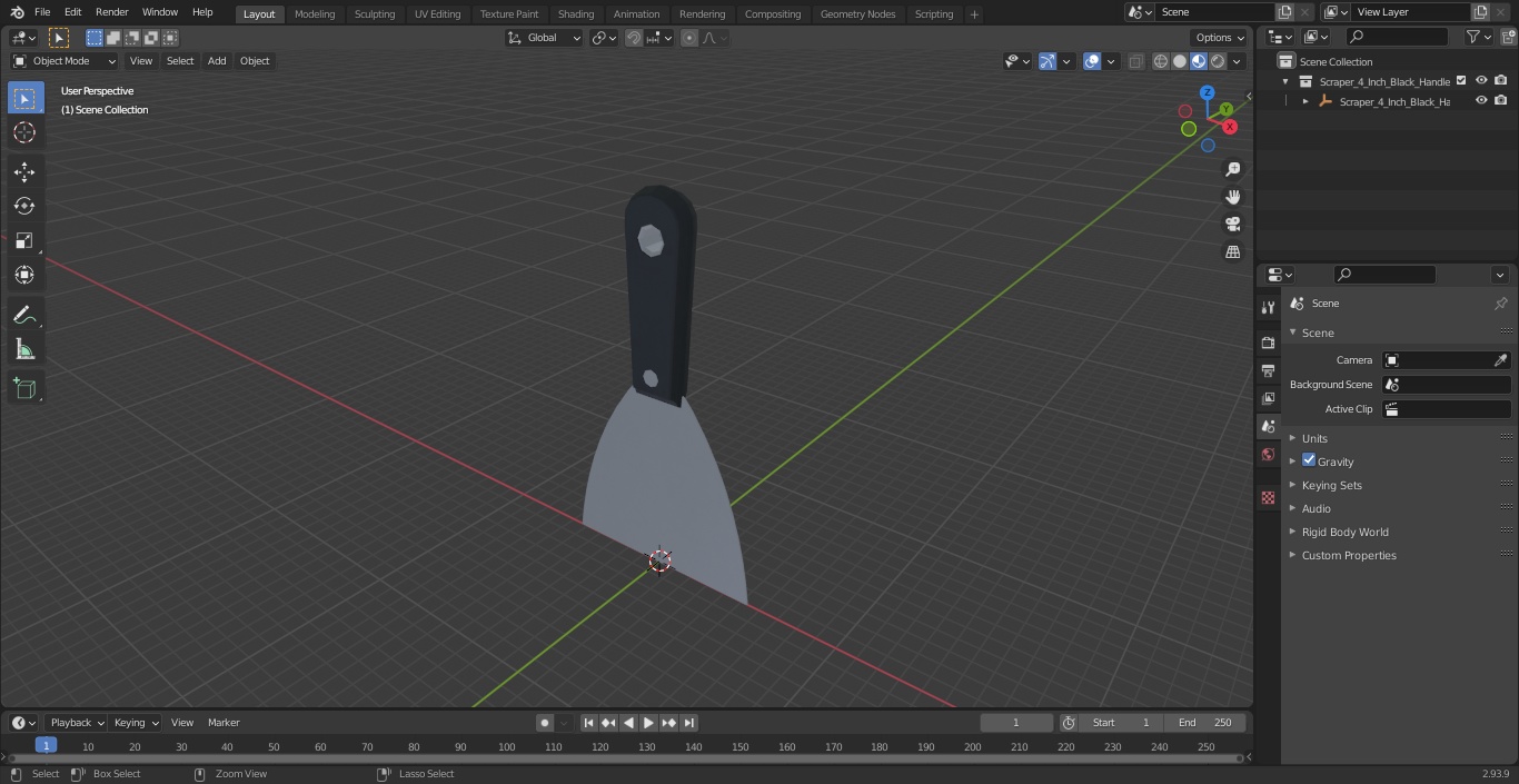 3D Scraper 4 Inch  Black Handle model